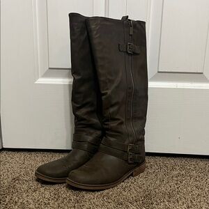 XOXO Dark Brown Knee-High Heeled Boots